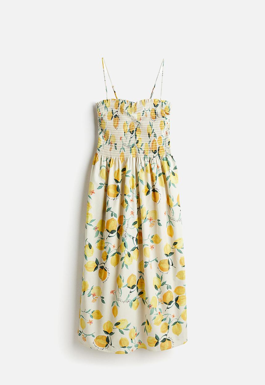 H&M - Smock-topped dress - cream lemons
