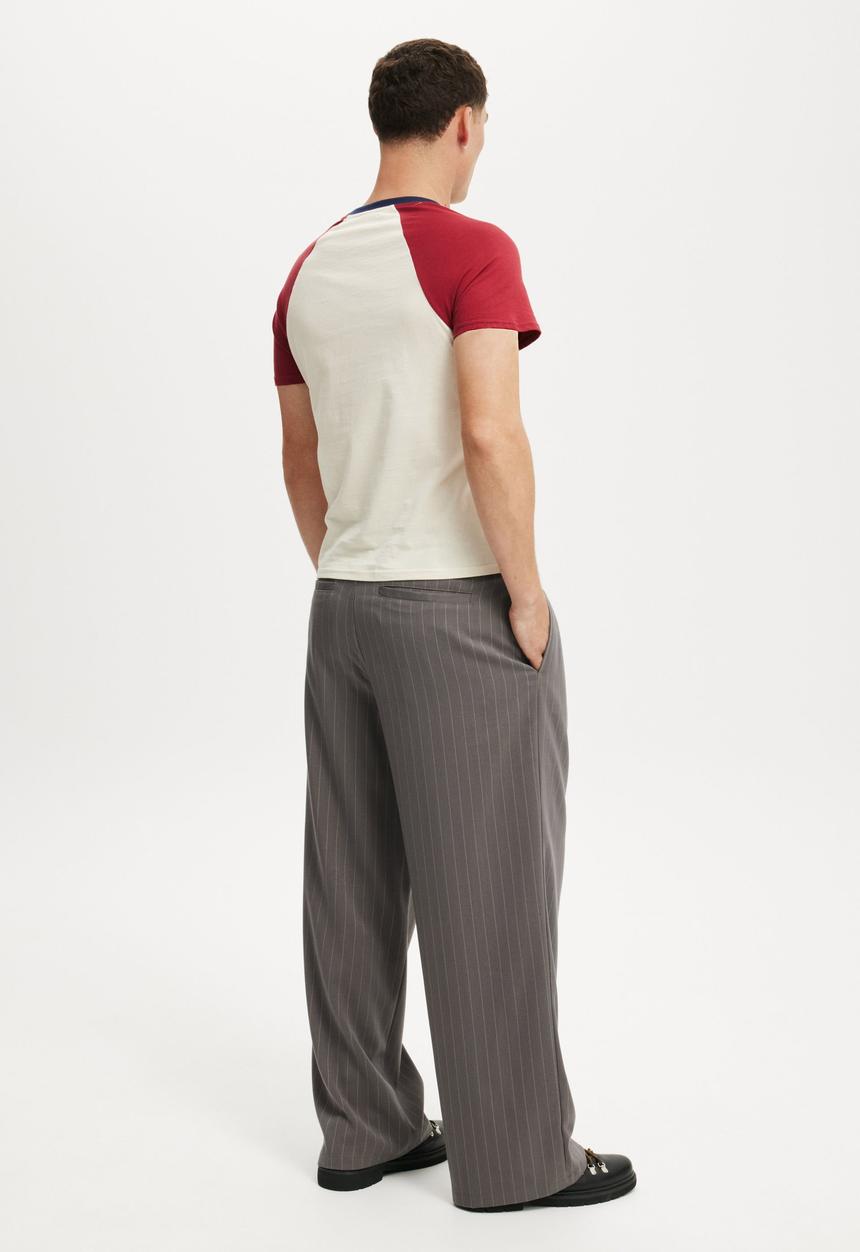 Cotton On - Super Baggy Pleated Pant - Charcoal Pinstripe