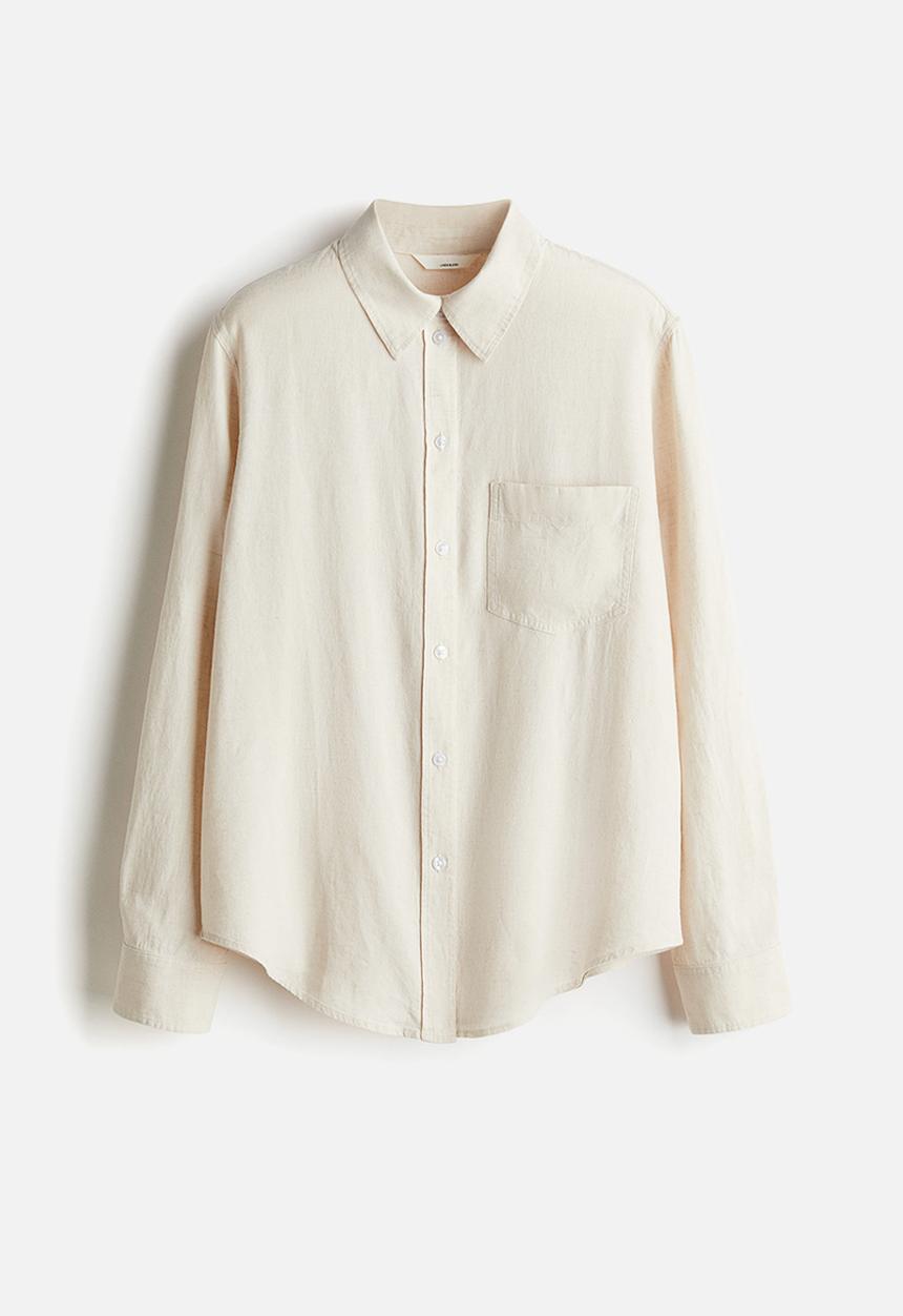 H&M - Linen-blend shirt - light beige