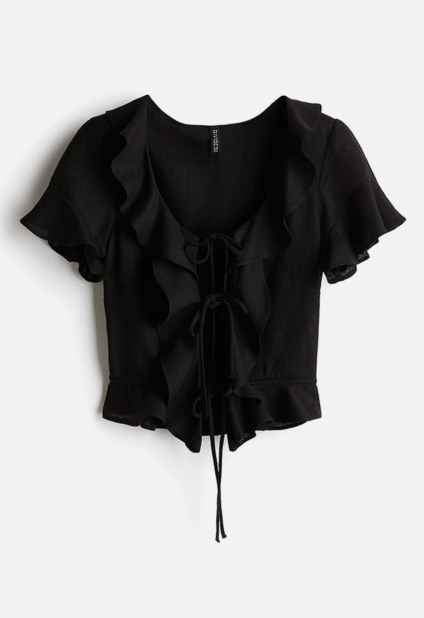 H&M - Flounced blouse - black