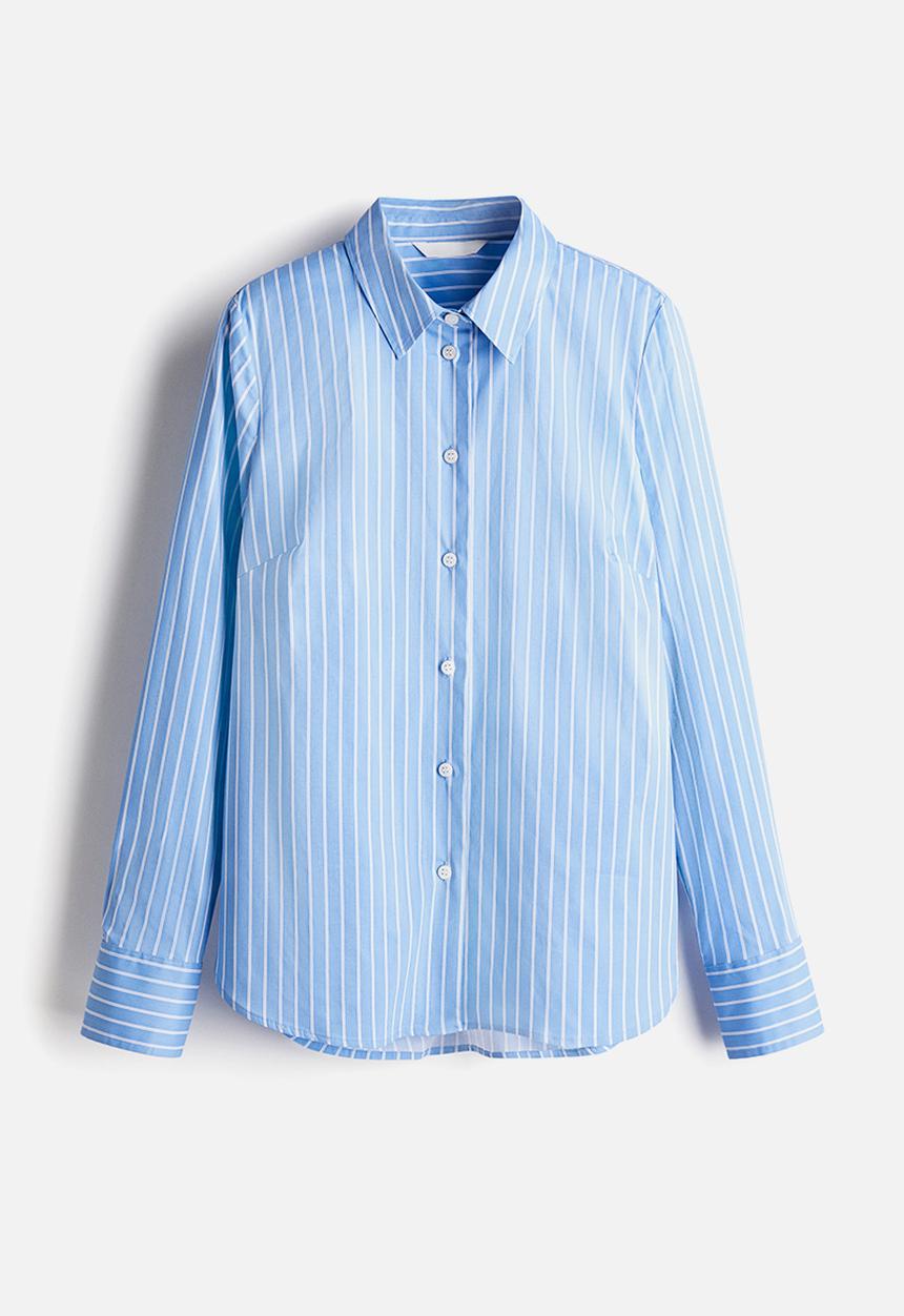 H&M - Cotton-blend shirt - light blue striped