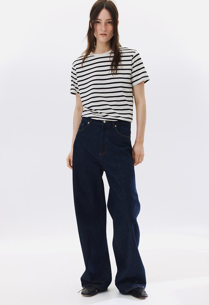 H&M - Cotton t-shirt - cream striped 