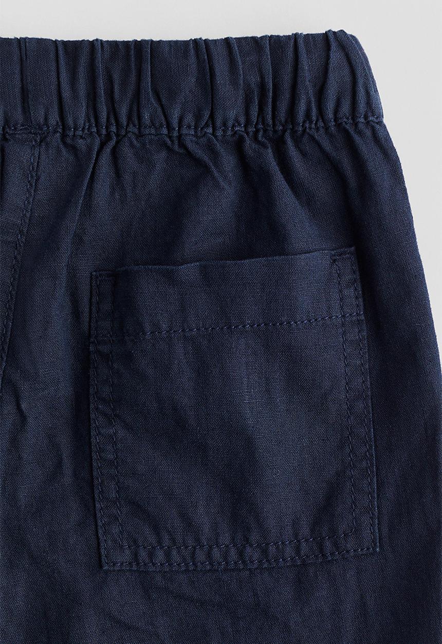 H&M - Linen-blend trousers - navy blue 