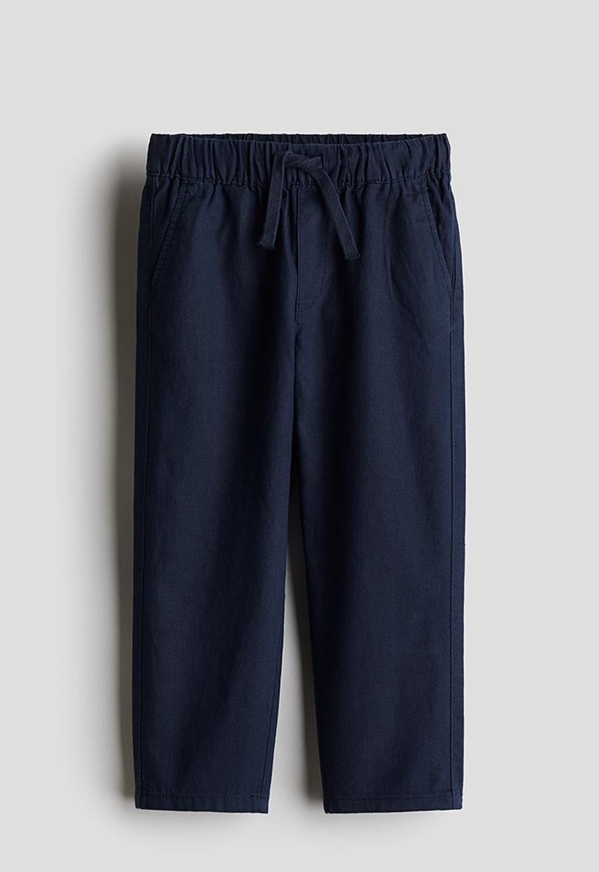 H&M - Linen-blend trousers - navy blue 
