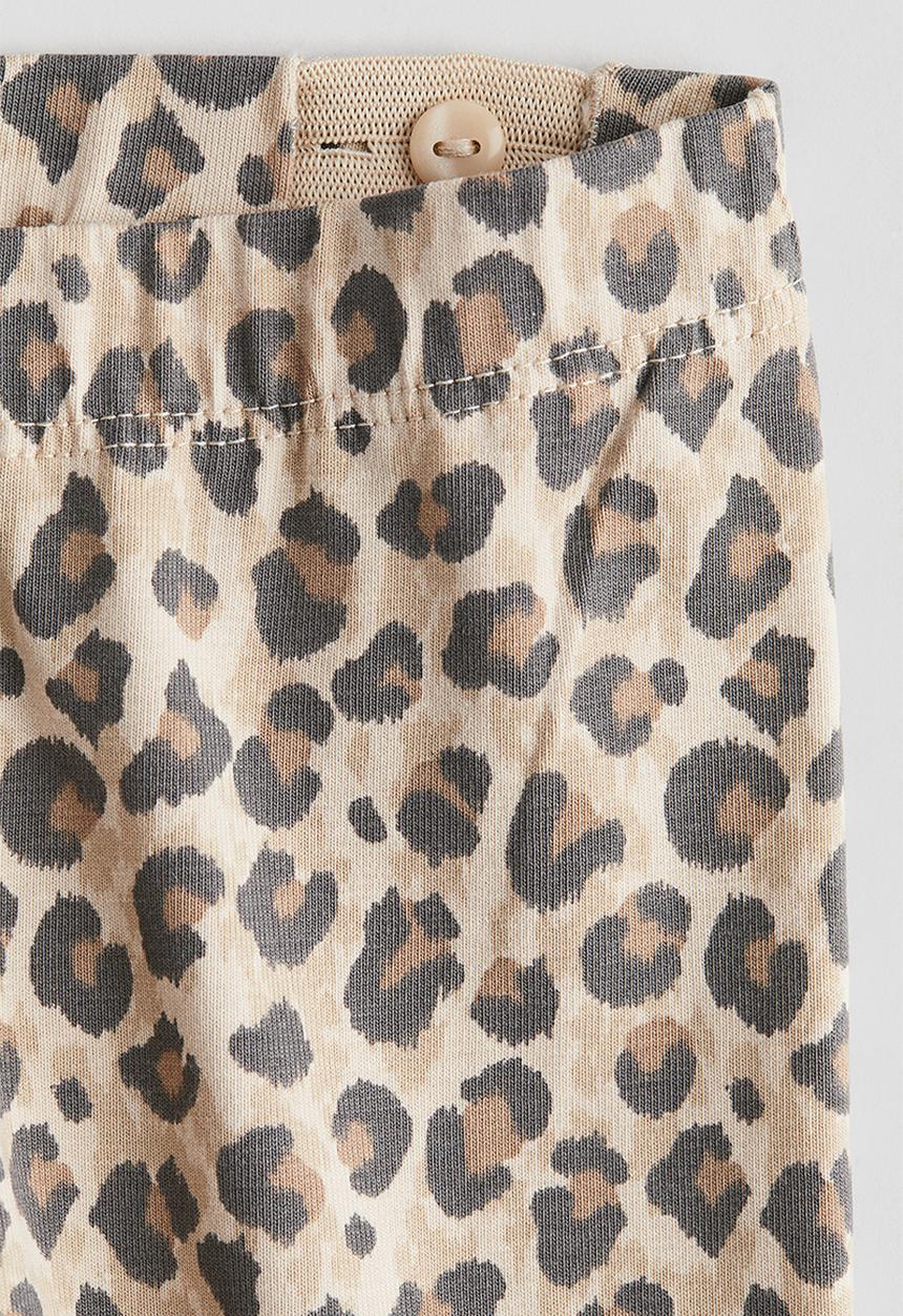 H&M - Printed cotton leggings - light beige leopard-print