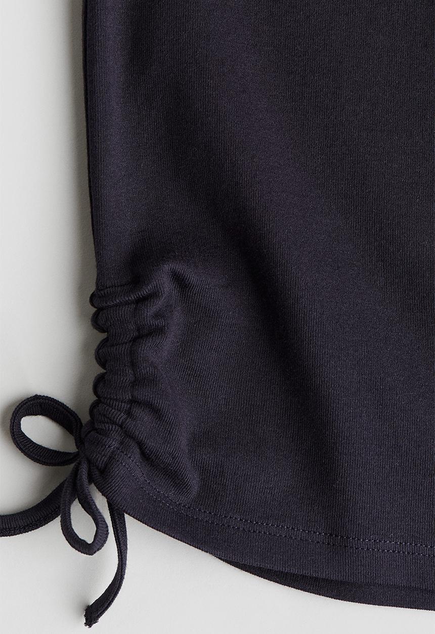 H&M - Drawstring-detail jersey top - navy blue