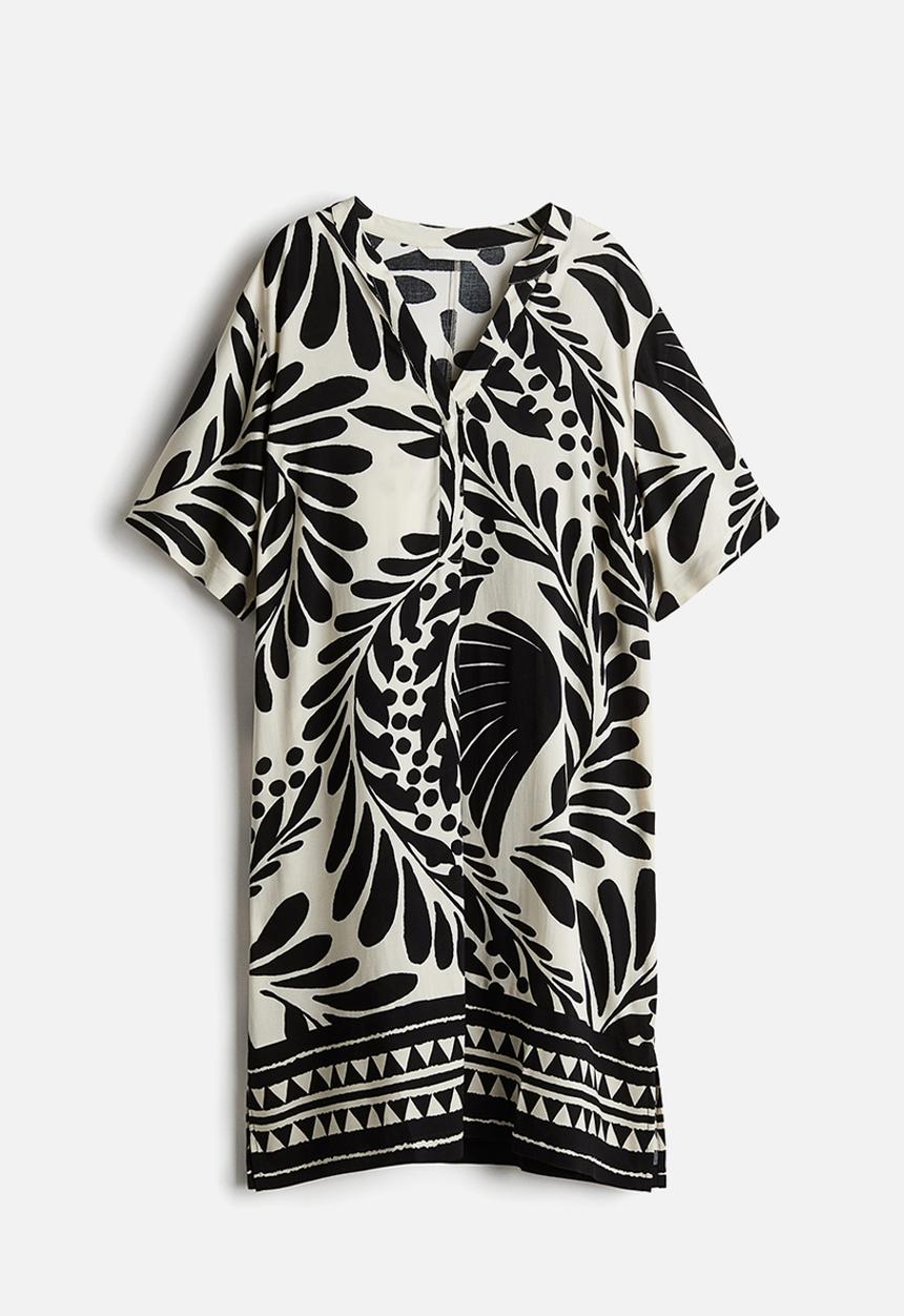 H&M - Viscose tunic dress - white & black patterned