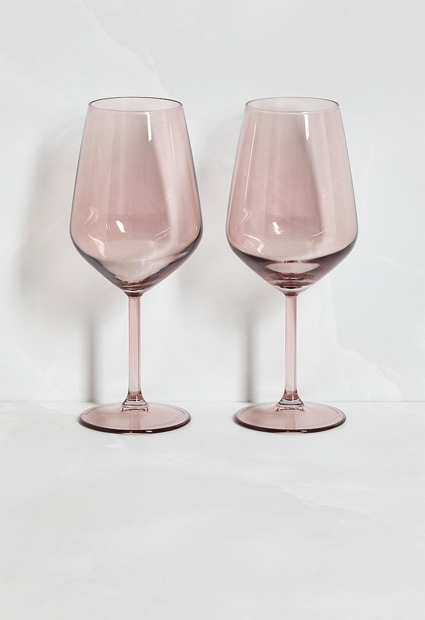 Excellent Houseware - Smoke wine  glass set of 2 - rose