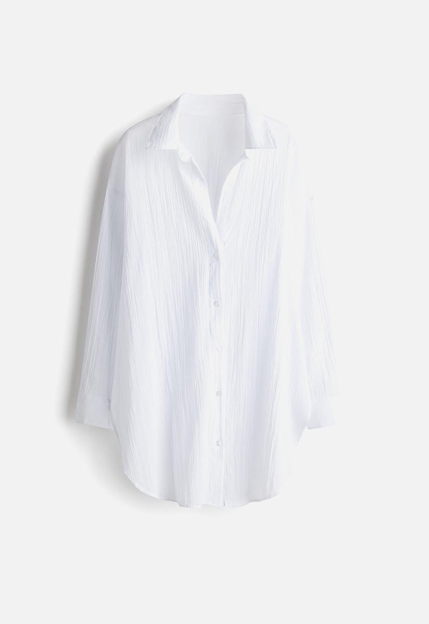 H&M - Long cotton shirt - white