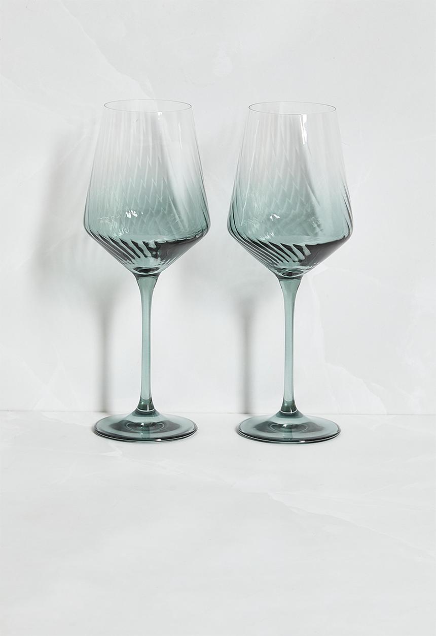 Excellent Houseware - Ombre wine glass set of 2 - Green