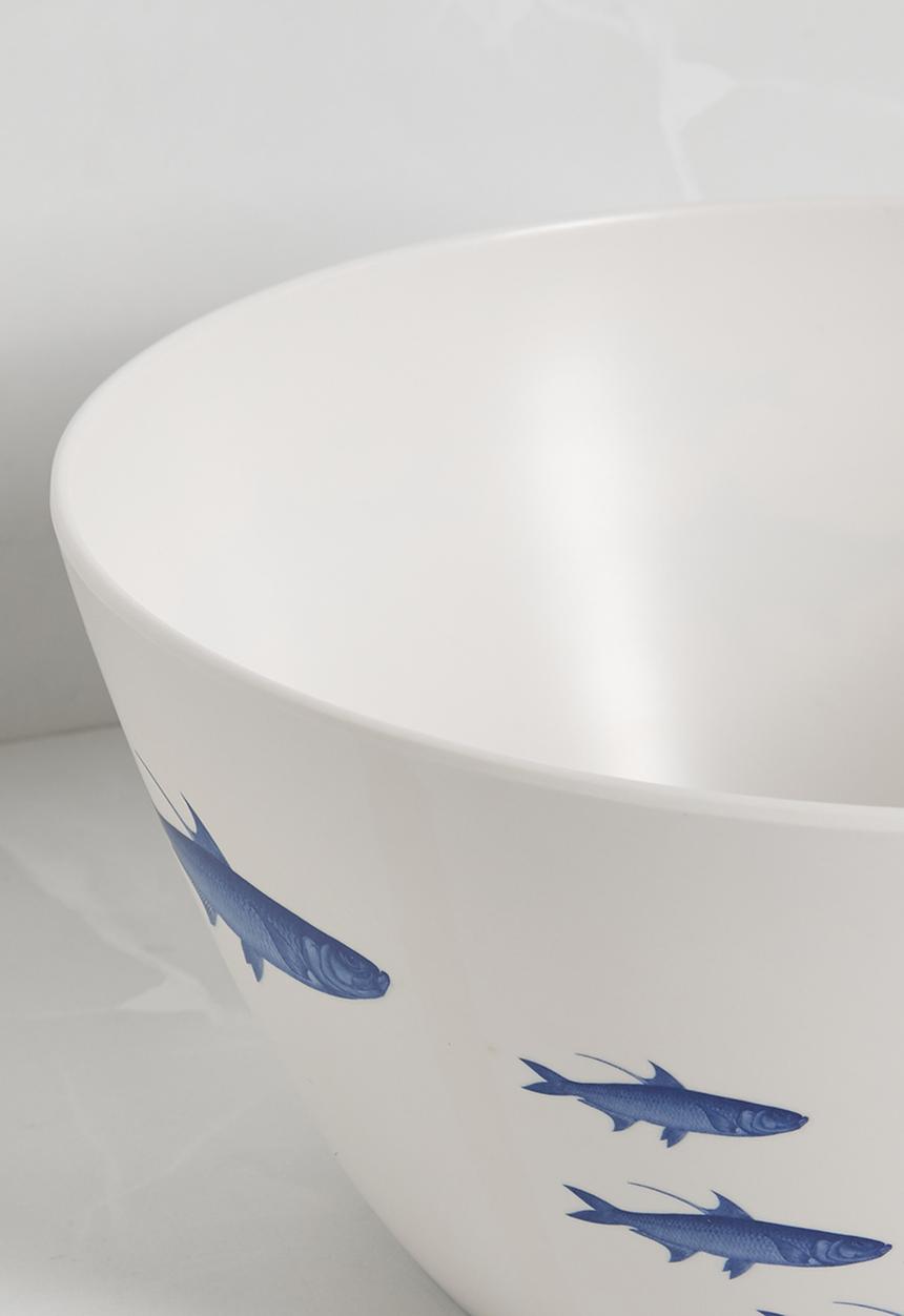 H&S - Nautic fish serving bowl - white & blue