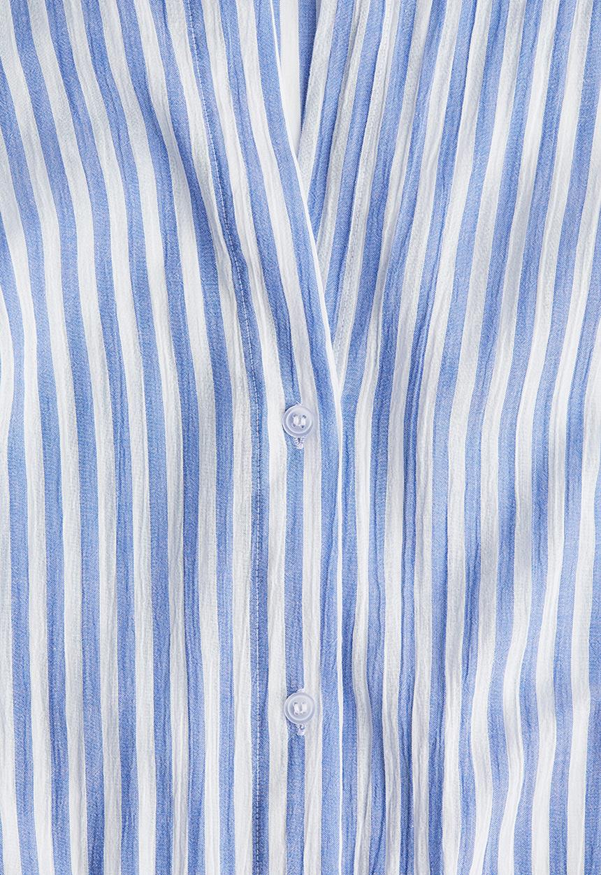 H&M - Long cotton shirt - light blue striped 