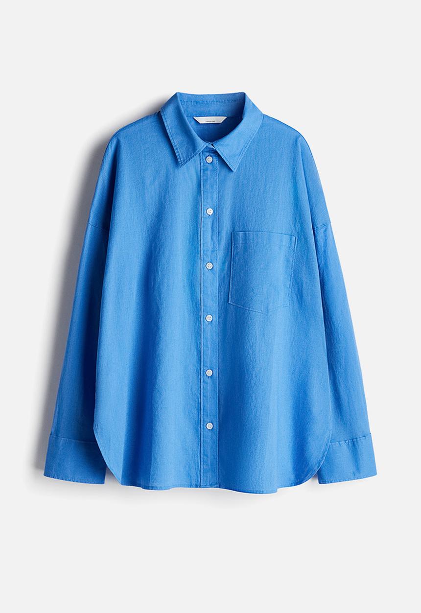 H&M - Oversized linen-blend shirt - blue