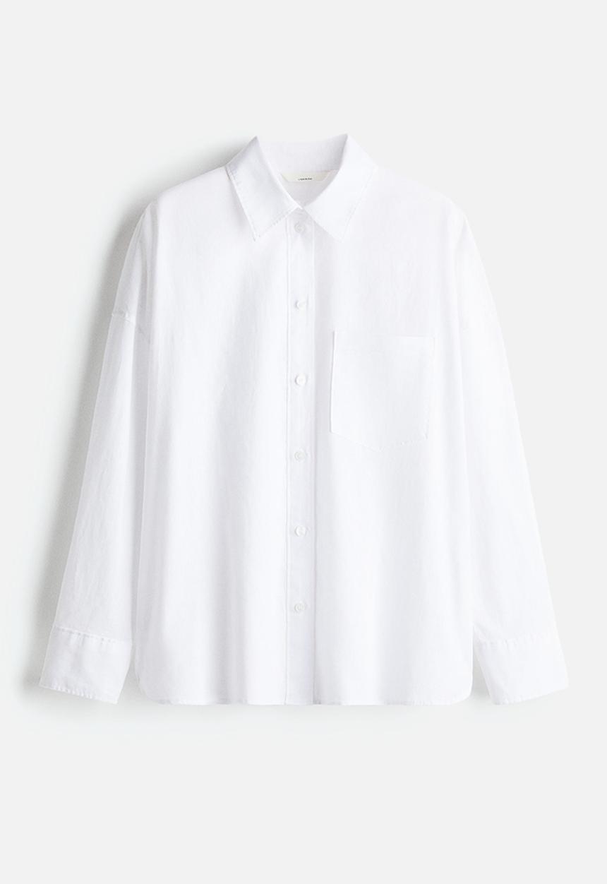 H&M - Oversized linen-blend shirt - white