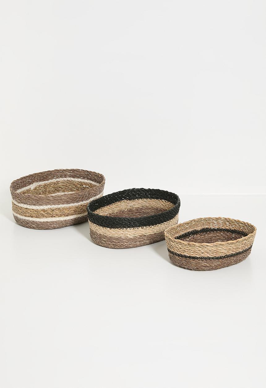 H&S - Seagrass décor baskets set of 3 - Natural