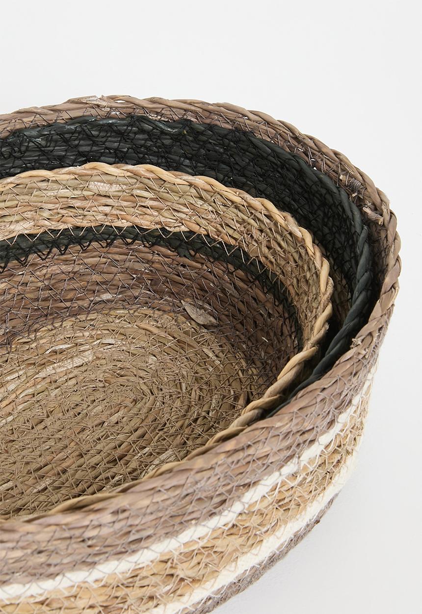 H&S - Seagrass décor baskets set of 3 - Natural