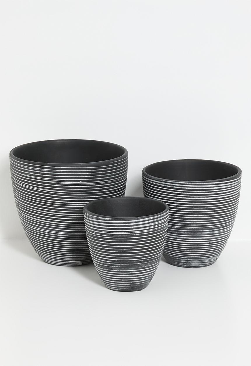H&S - Pluto planter set of 3 - black