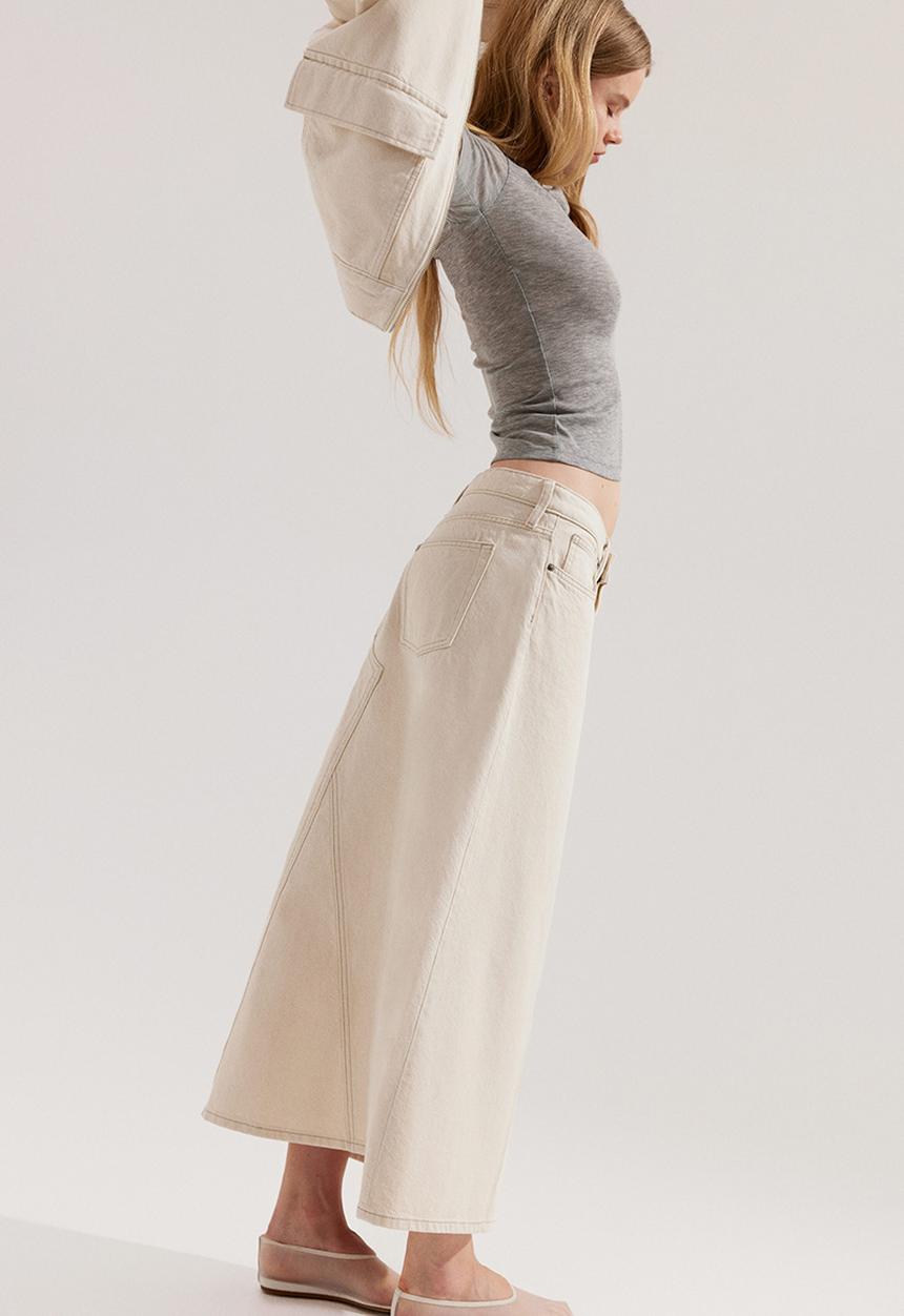 H&M - A-line denim skirt - cream 