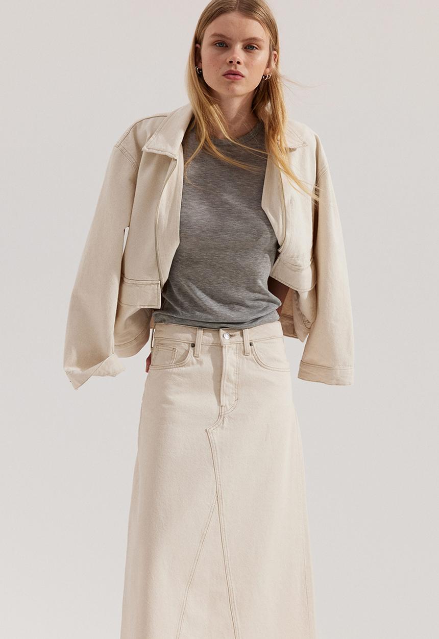 H&M - A-line denim skirt - cream 