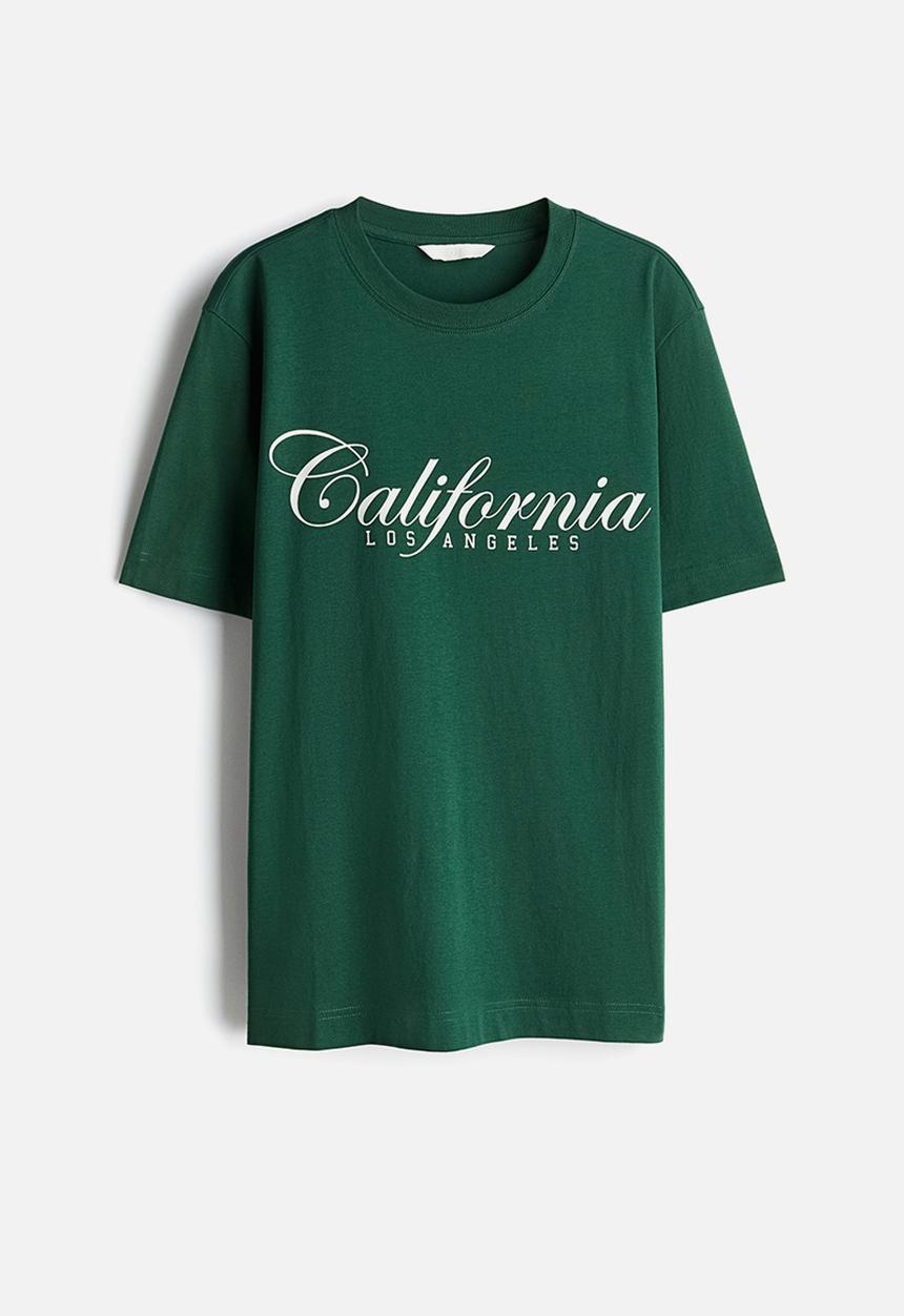 H&M - Printed t-shirt - dark green california