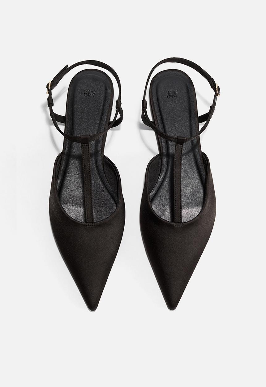 H&M - Pointed satin sandals - black