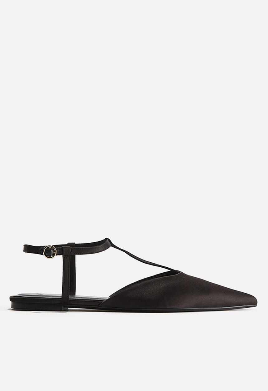 H&M - Pointed satin sandals - black