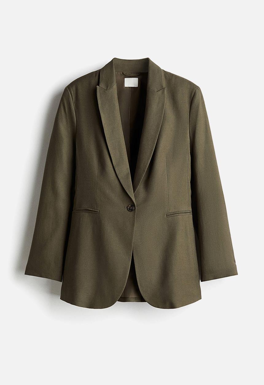 H&M - Fitted blazer - dark khaki green