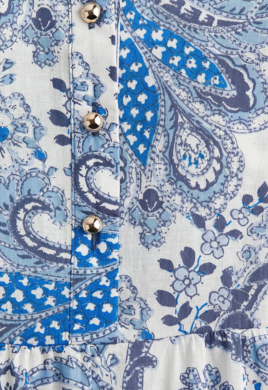 H&M - Tiered midi dress - white paisley-patterned