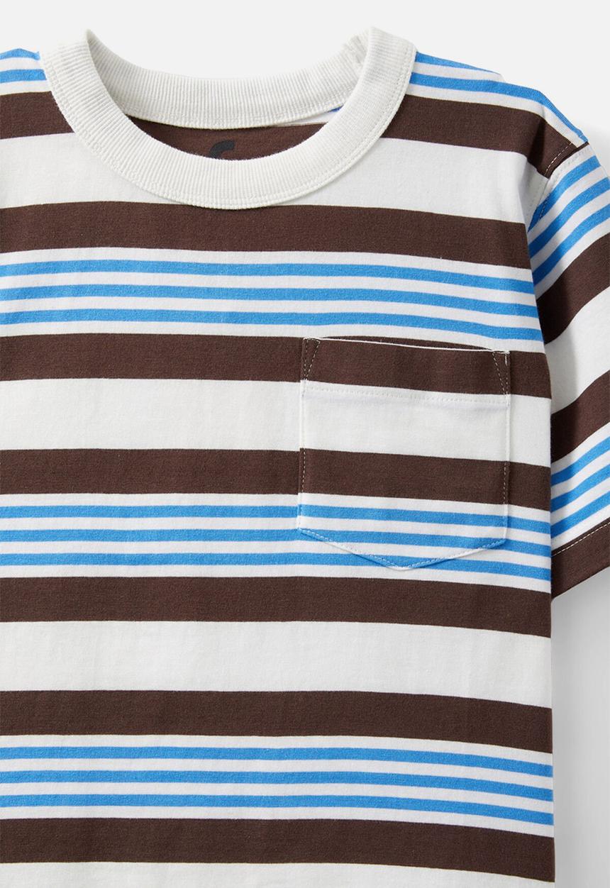 Cotton On - The essential short sleeve tee - vanilla/rocky road/deep sea blue stripe