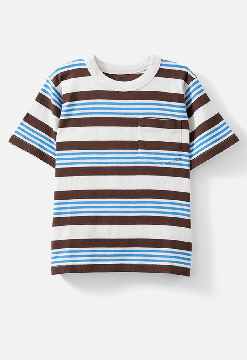 Cotton On - The essential short sleeve tee - vanilla/rocky road/deep sea blue stripe