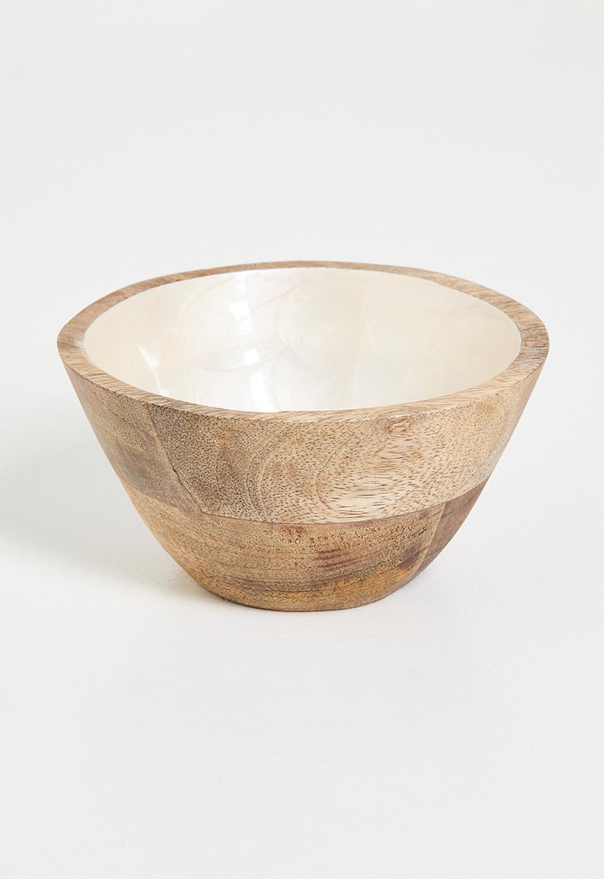 Excellent Houseware - Indica wooden bowls w enamel finish set of 2 - Natural