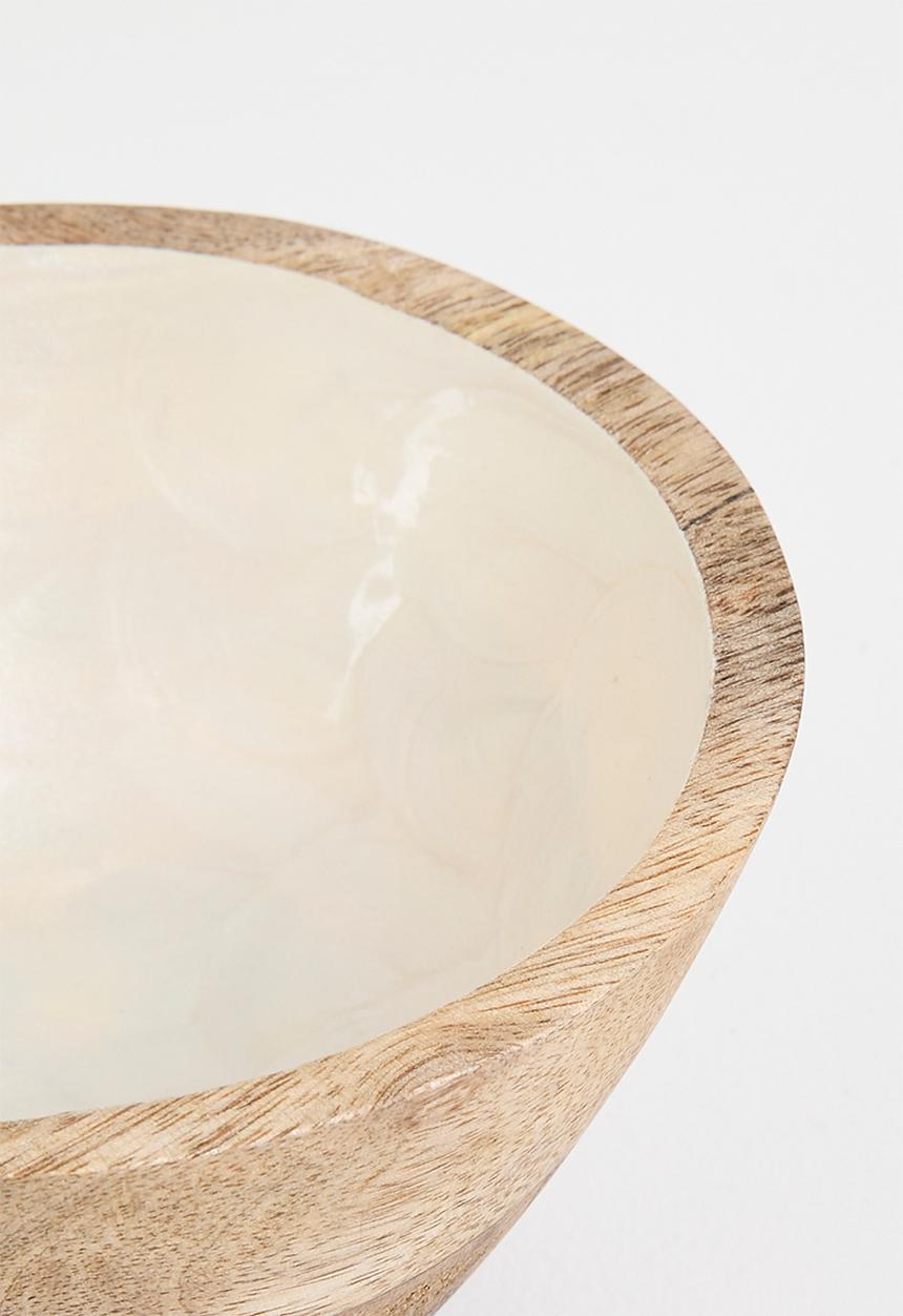 Excellent Houseware - Indica wooden bowls w enamel finish set of 2 - Natural