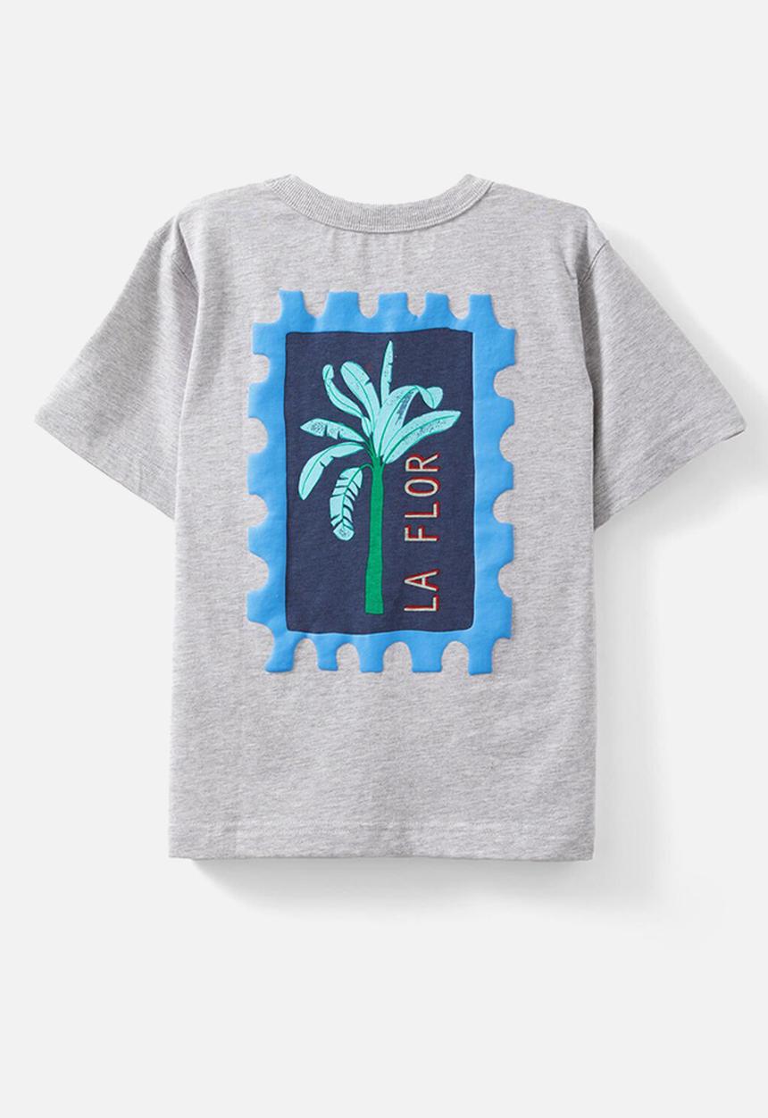 Cotton On - Jonny short sleeve graphic print tee - grey marle/la flor