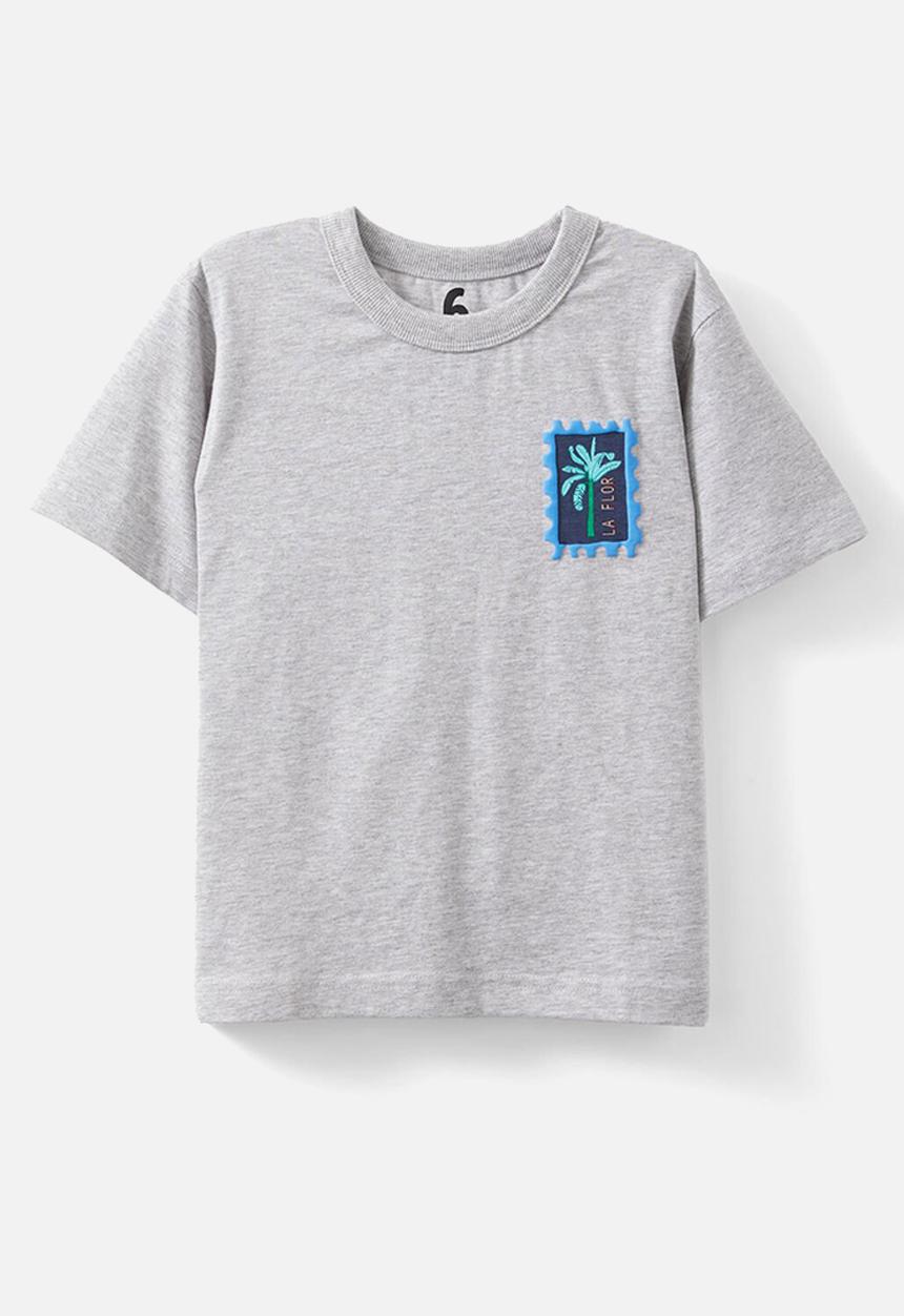 Cotton On - Jonny short sleeve graphic print tee - grey marle/la flor