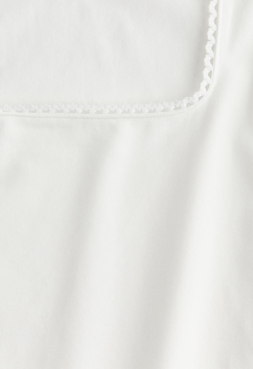 H&M - Picot-trimmed vest top - cream