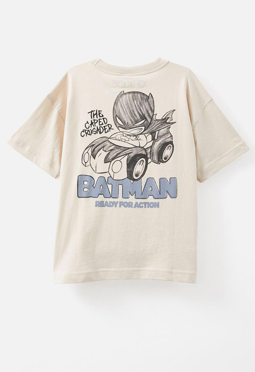 Cotton On - Licensed drop shoulder short sleeve tee - lcn wb rainy day/batman ready for action