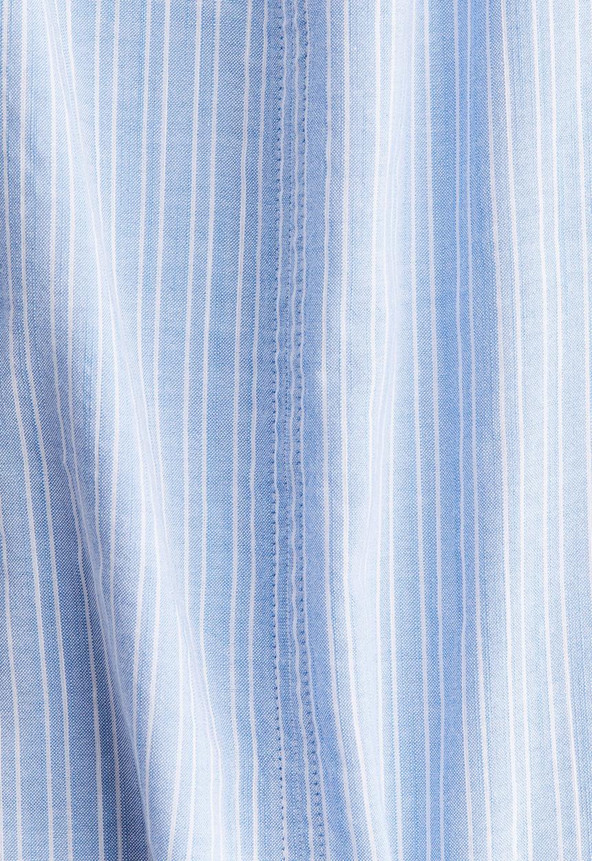 H&M - Band-collar blouse - blue & white striped