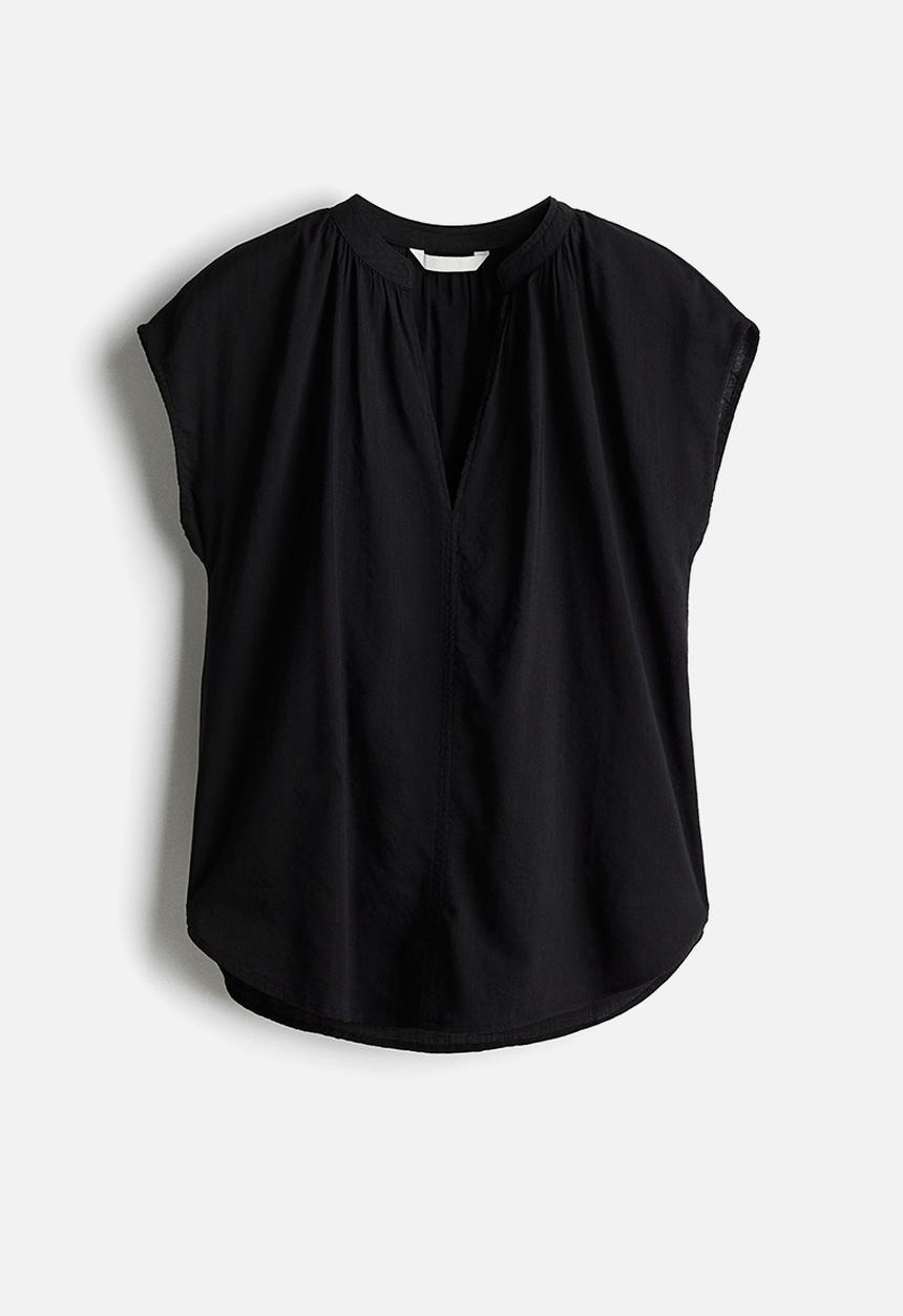 H&M - Band-collar blouse - black
