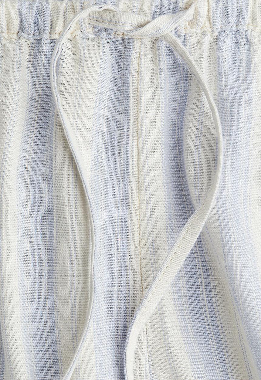 H&M - Straight drawstring trousers - light blue & white striped