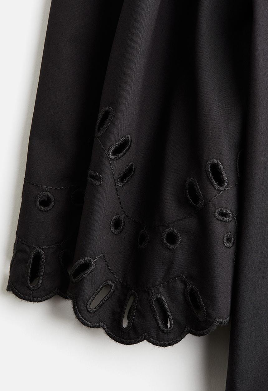 H&M - Puff-sleeved cotton blouse - black