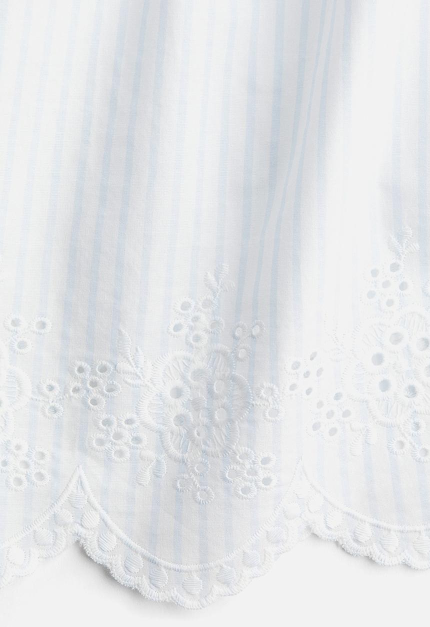 H&M - Embroidered tie-strap top - white striped