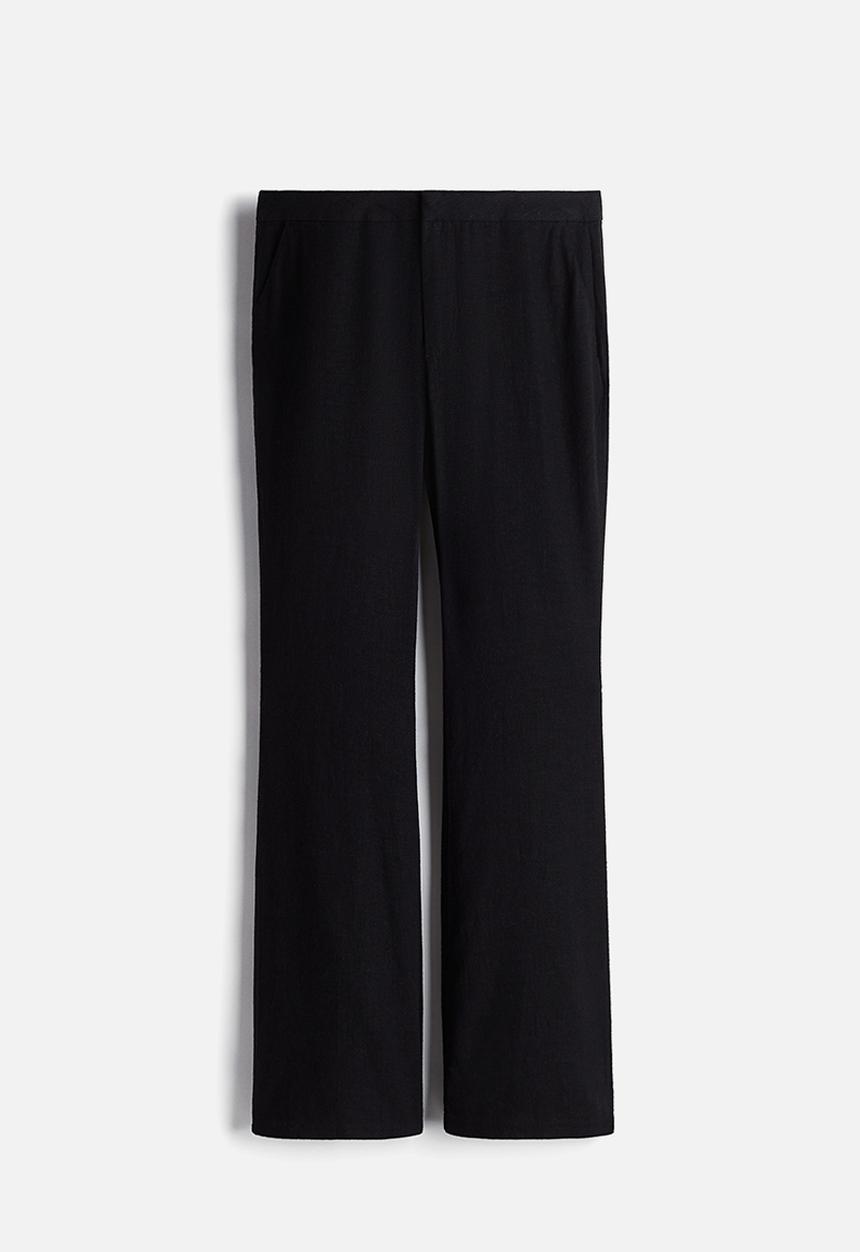 H&M - Linen-blend tailored trousers - black