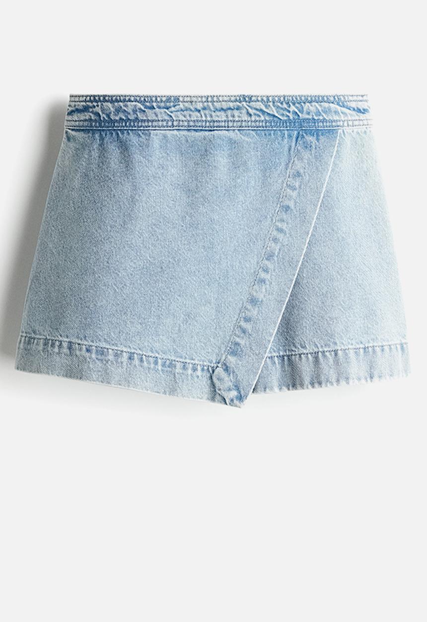 H&M - Wrap denim skort - light denim blue