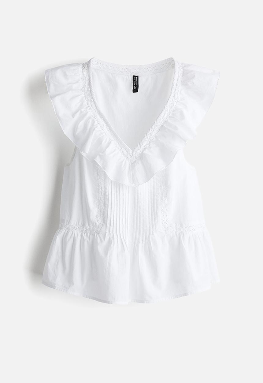 H&M - Frill-trimmed cotton vest top - white