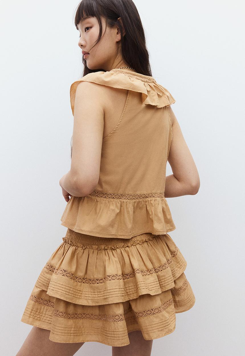 H&M - Frill-trimmed cotton vest top - beige