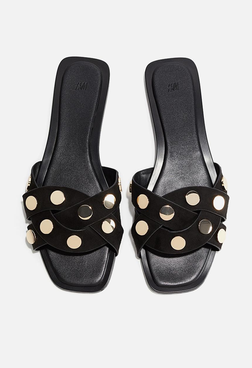 H&M - Braided sandals - black & gold-coloured