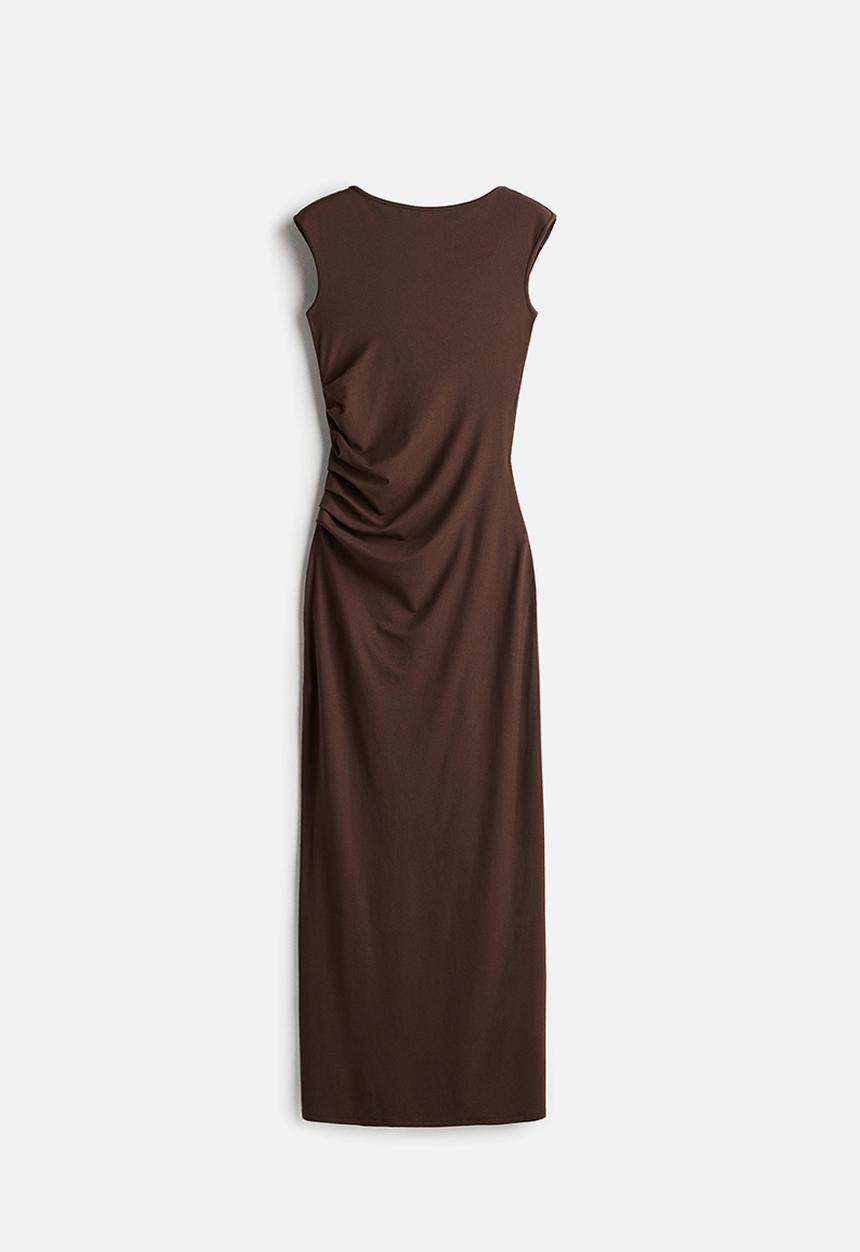 H&M - Draped bodycon dress - dark brown 