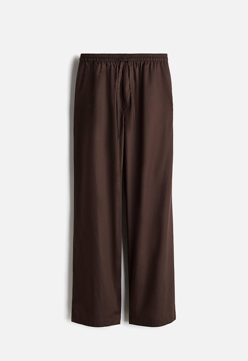 H&M - Cotton drawstring trousers - dark brown