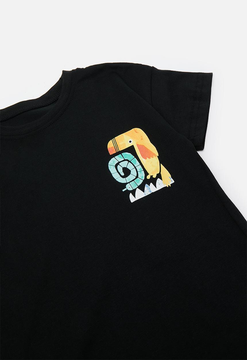 Pop Candy - Graphic print tee & shorts set - black/animals/aqua