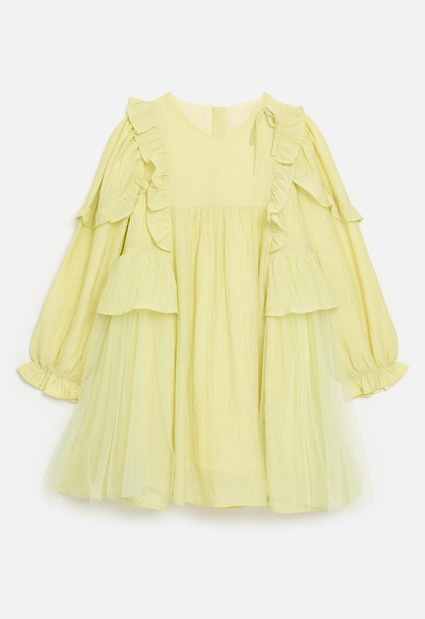 Pop Candy - Frilly boho dress - mindaro green